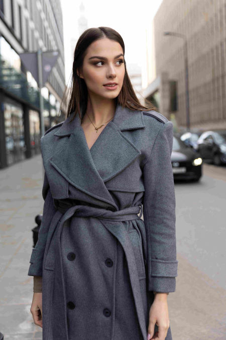 Płaszcz wełniany Lara szary