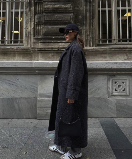 Płaszcz wełniany Porto czarny