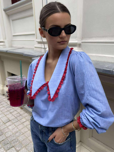 Koszula z kołnierzem Rose niebieska