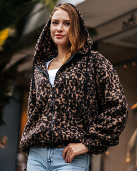 Bluza rozpinana Leo w panterkę