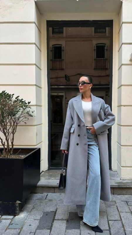 Płaszcz wełniany New York szary