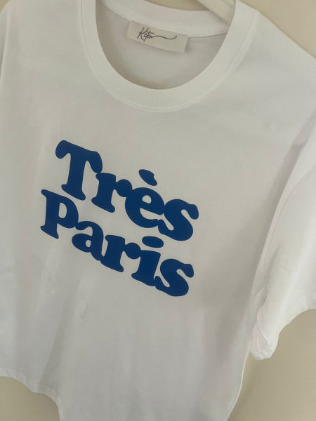 T-shirt biało-niebieski Paris