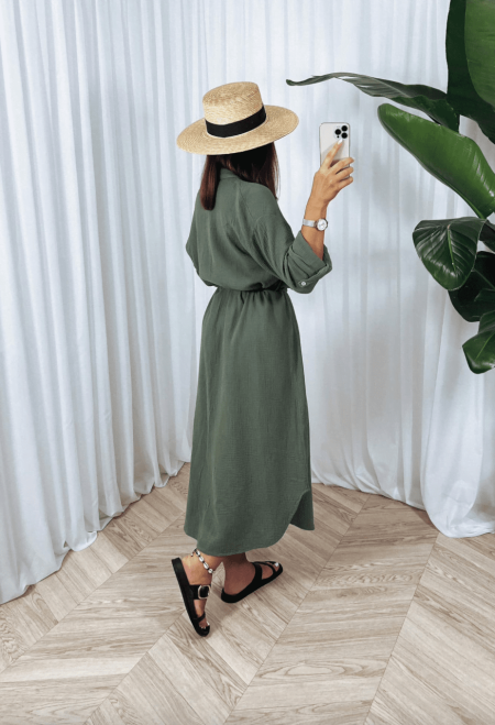 Sukienka maxi muślinowa Umbria khaki
